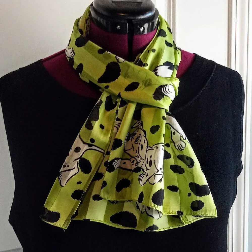 Echo 101 Dalmatians Green Oblong Silk Scarf